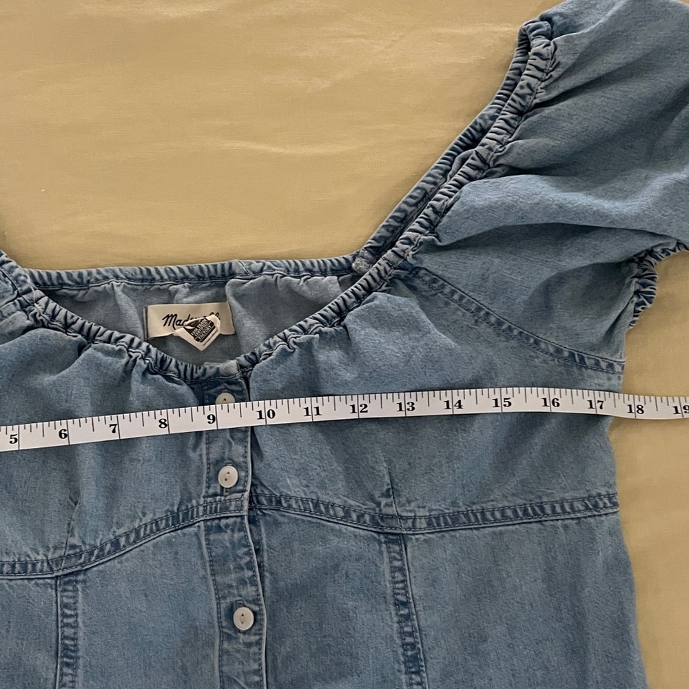 Madewell Margie dress light blue denim chambray baby doll US 8 vacation beach - Picture 7 of 8